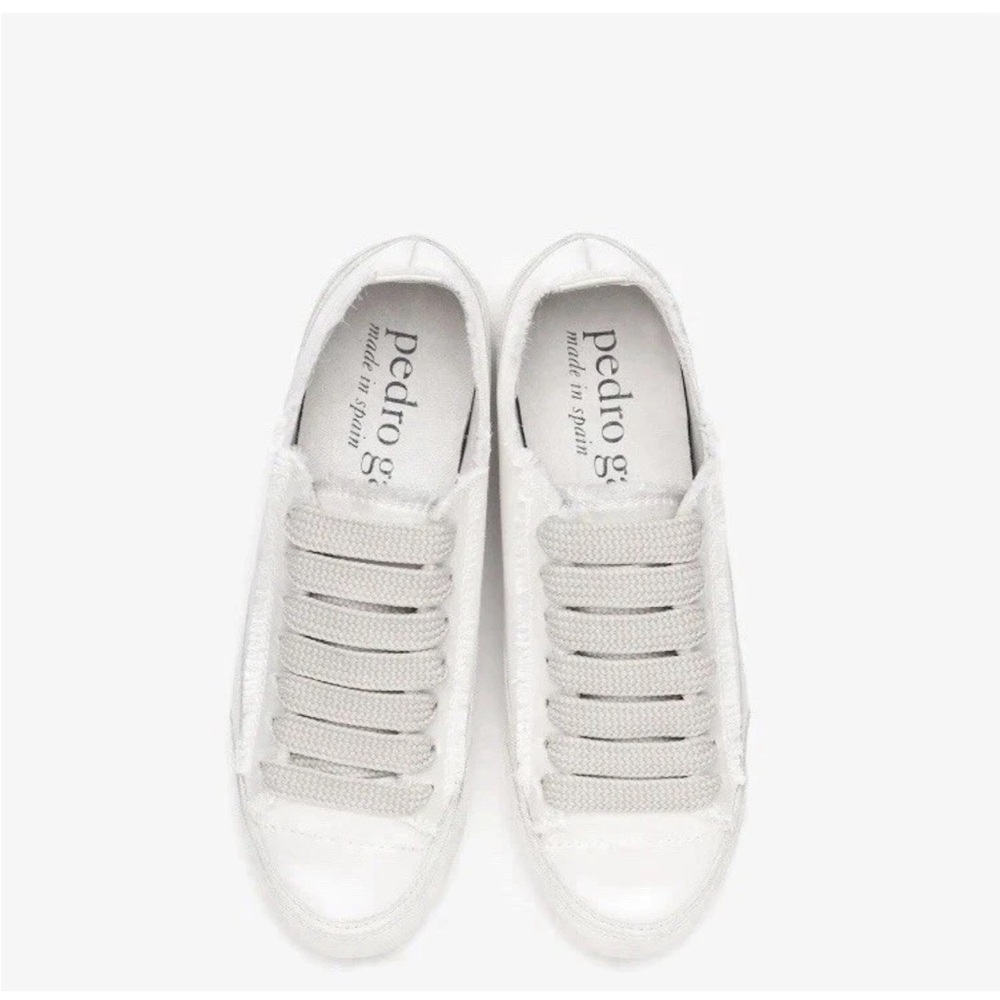 Pedro Garcia White Women's Low-Top Satin Sneakers